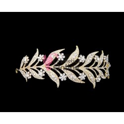 Coroana eleganta pentru mireasa CR040 Aurie cu cristale din sticla 